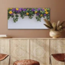 Bloemen - Muur - Geel - Paars PET vilt middel -sfeer4