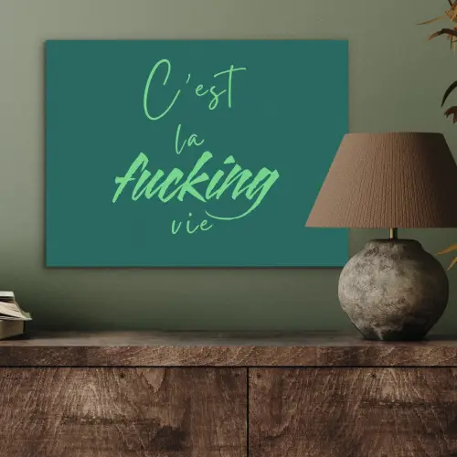 c'est la fucking vie - Groen - Handgeschreven PET vilt klein -sfeer2
