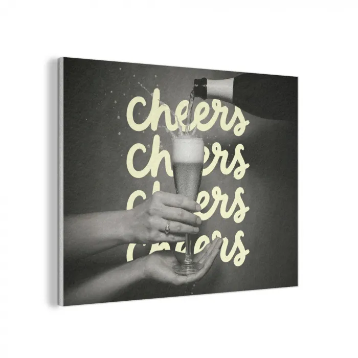 Cheers - Wijn - Zwart - Wit PET vilt klein -3d