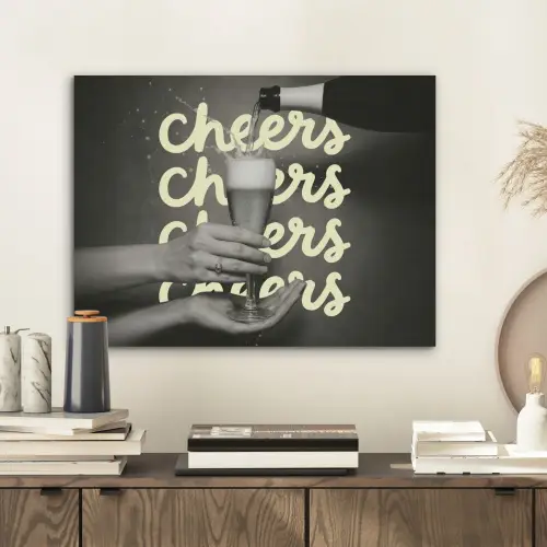 Cheers - Wijn - Zwart - Wit PET vilt klein -sfeer1