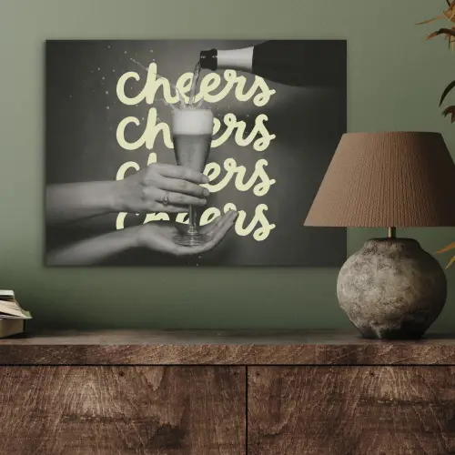 Cheers - Wijn - Zwart - Wit PET vilt klein -sfeer2