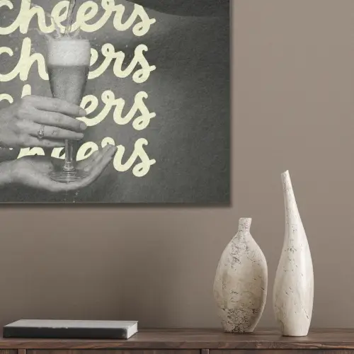 Cheers - Wijn - Zwart - Wit PET vilt klein -sfeer6_closeup