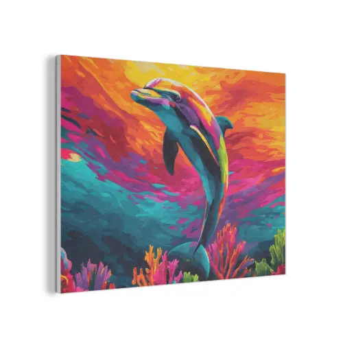 Dolfijn - Kleurrijk - Oceaan - Koraal PET vilt klein -3d