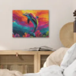 Dolfijn - Kleurrijk - Oceaan - Koraal PET vilt klein -sfeer3