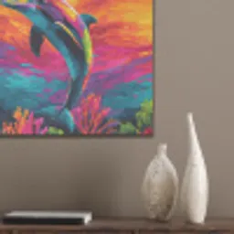 Dolfijn - Kleurrijk - Oceaan - Koraal PET vilt klein -sfeer6_closeup