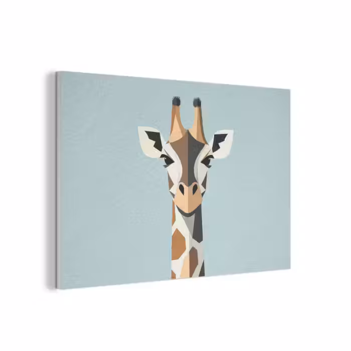 Akoestisch schilderij - Giraffe - Illustratie - Bruin - Minimalistisch
