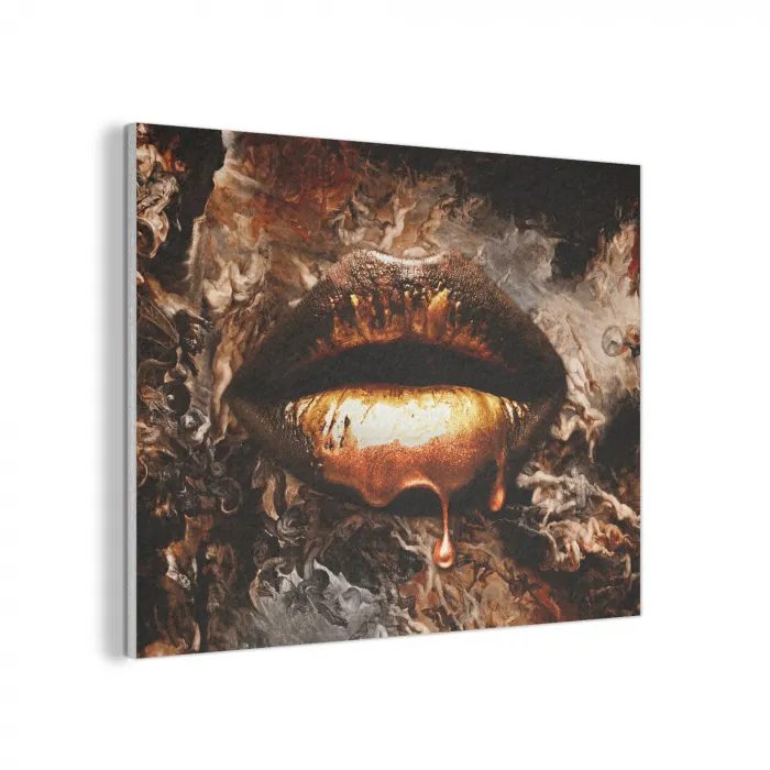 Goud - Lippen - Kunst PET vilt klein -3d