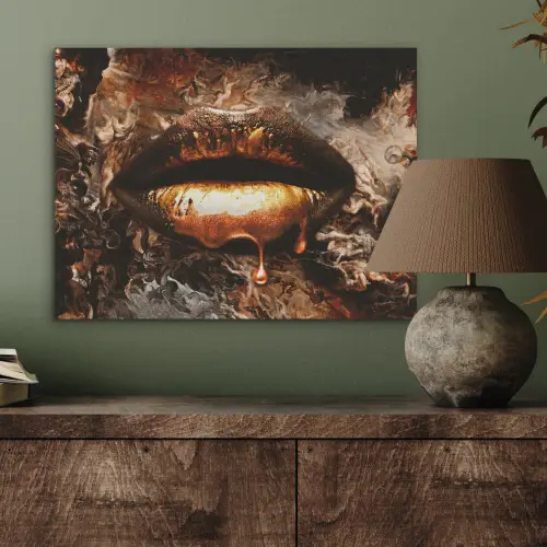 Goud - Lippen - Kunst PET vilt klein -sfeer2