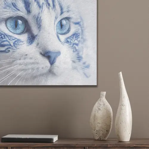 Kat - Patroon - Blauw PET vilt klein -sfeer6_closeup