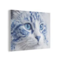Kat - Patroon - Blauw PET vilt klein -3d
