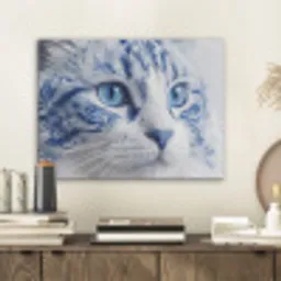 Kat - Patroon - Blauw PET vilt klein -sfeer1