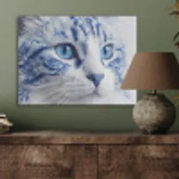 Kat - Patroon - Blauw PET vilt klein -sfeer2