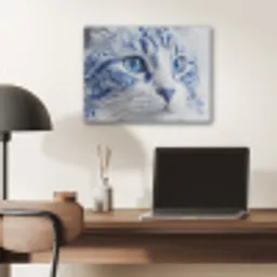 Kat - Patroon - Blauw PET vilt klein -sfeer5