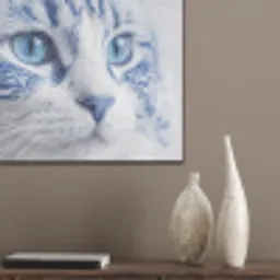 Kat - Patroon - Blauw PET vilt klein -sfeer6_closeup