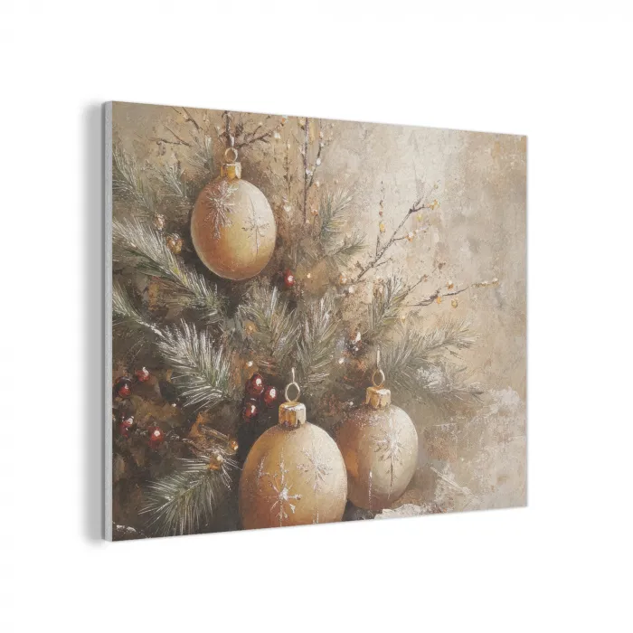 Kerst - Kerstballen - Beige - Goud PET vilt klein -3d