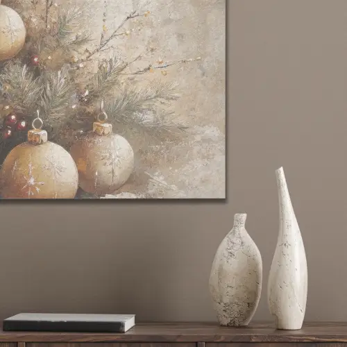 Kerst - Kerstballen - Beige - Goud PET vilt klein -sfeer6_closeup
