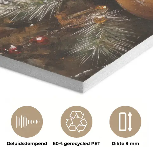 Kerst - Kerstballen - Beige - Goud PET vilt klein -closeup_NL