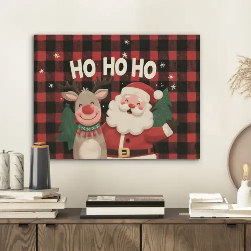 Kerstman - Rendier - Tekst - Rood - Zwart PET vilt klein -sfeer1
