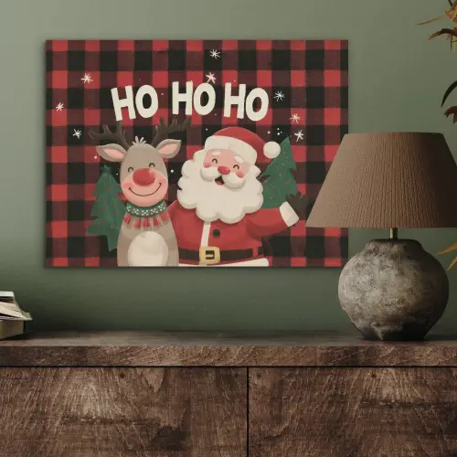 Kerstman - Rendier - Tekst - Rood - Zwart PET vilt klein -sfeer2