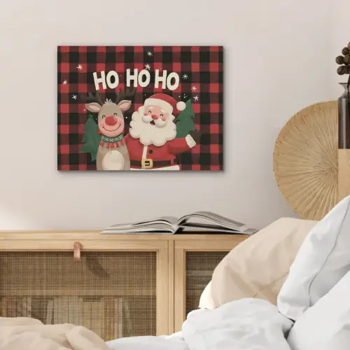 Kerstman - Rendier - Tekst - Rood - Zwart PET vilt klein -sfeer3