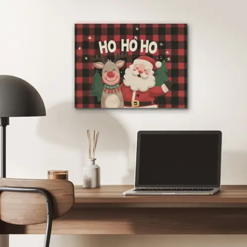 Kerstman - Rendier - Tekst - Rood - Zwart PET vilt klein -sfeer5