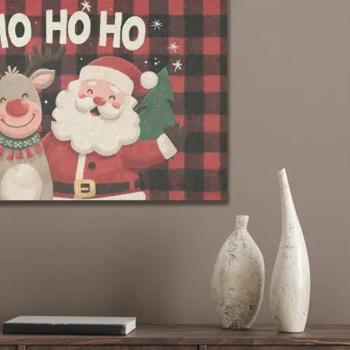 Kerstman - Rendier - Tekst - Rood - Zwart PET vilt klein -sfeer6_closeup