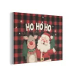 Kerstman - Rendier - Tekst - Rood - Zwart PET vilt klein -3d