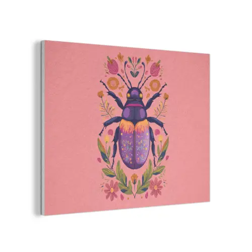 Paars - Kever - Stipjes - Bloemen PET vilt klein -3d