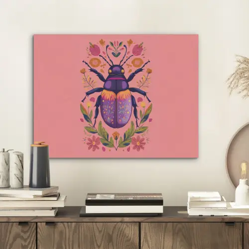 Paars - Kever - Stipjes - Bloemen PET vilt klein -sfeer1