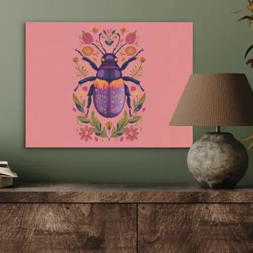 Paars - Kever - Stipjes - Bloemen PET vilt klein -sfeer2