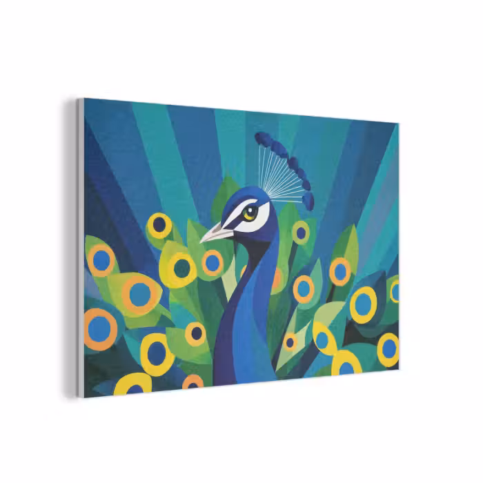 Akoestisch schilderij - Pauw - Cirkels - Blauw