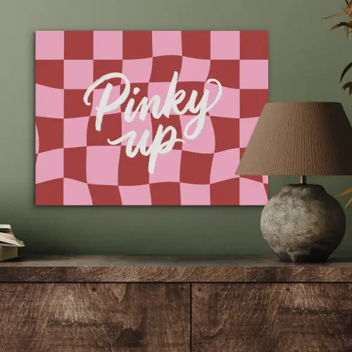 Pinky up - Geblokt - Bordeauxrood PET vilt klein -sfeer2