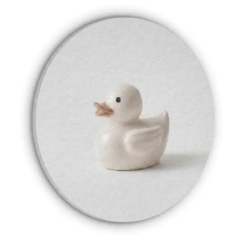 Badeend - Minimalistisch - Wit Akoestische PET Vilt - Rond klein -3d
