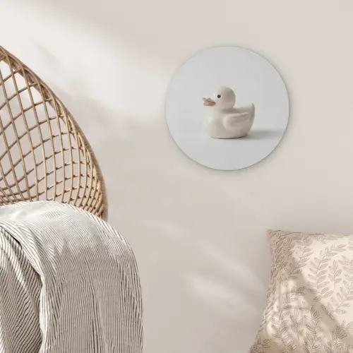 Badeend - Minimalistisch - Wit Akoestische PET Vilt - Rond klein -sfeer4