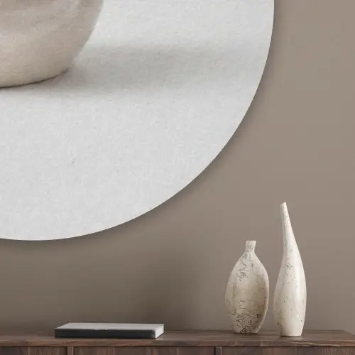 Badeend - Minimalistisch - Wit Akoestische PET Vilt - Rond klein -sfeer5_closeup