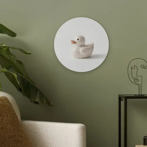 Badeend - Minimalistisch - Wit Akoestische PET Vilt - Rond klein -sfeer2