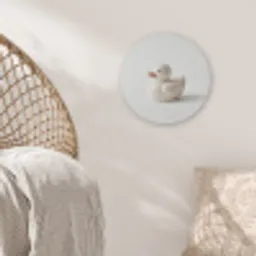 Badeend - Minimalistisch - Wit Akoestische PET Vilt - Rond klein -sfeer4