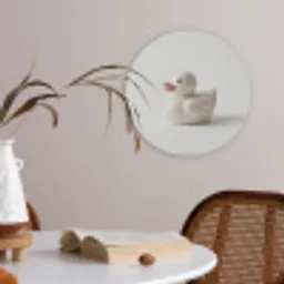 Badeend - Minimalistisch - Wit Akoestische PET Vilt - Rond klein -sfeer3