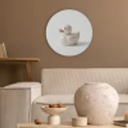 Badeend - Minimalistisch - Wit Akoestische PET Vilt - Rond klein -sfeer1
