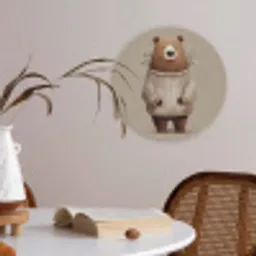 Beer - Witte bloemen - Knus Akoestische PET Vilt - Rond klein -sfeer3