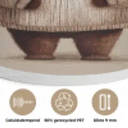 Beer - Witte bloemen - Knus Akoestische PET Vilt - Rond klein -closeup_NL