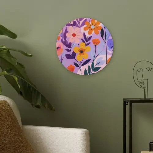 Bloemen - Kleurrijk - Bladeren Akoestische PET Vilt - Rond klein -sfeer2