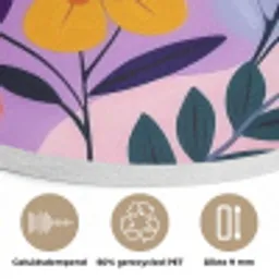 Bloemen - Kleurrijk - Bladeren Akoestische PET Vilt - Rond klein -closeup_NL