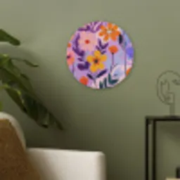 Bloemen - Kleurrijk - Bladeren Akoestische PET Vilt - Rond klein -sfeer2
