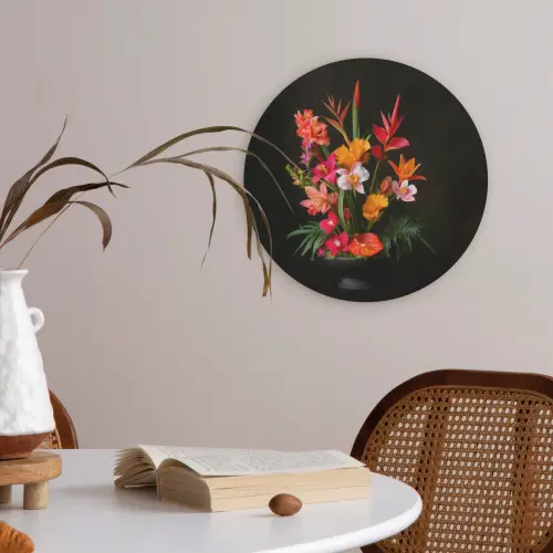 Boeket - Bloemen - Exotisch Akoestische PET Vilt - Rond klein -sfeer3