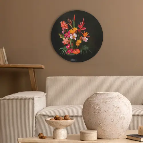Boeket - Bloemen - Exotisch Akoestische PET Vilt - Rond klein -sfeer1