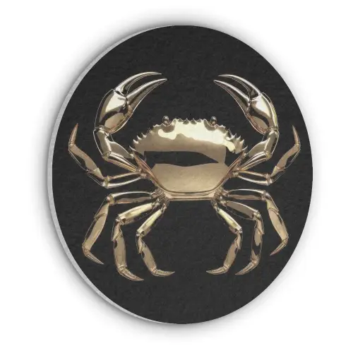 Goud - Krab - Dieren - Zwart Akoestische PET Vilt - Rond klein -3d