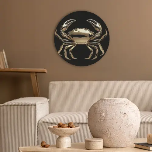 Goud - Krab - Dieren - Zwart Akoestische PET Vilt - Rond klein -sfeer1