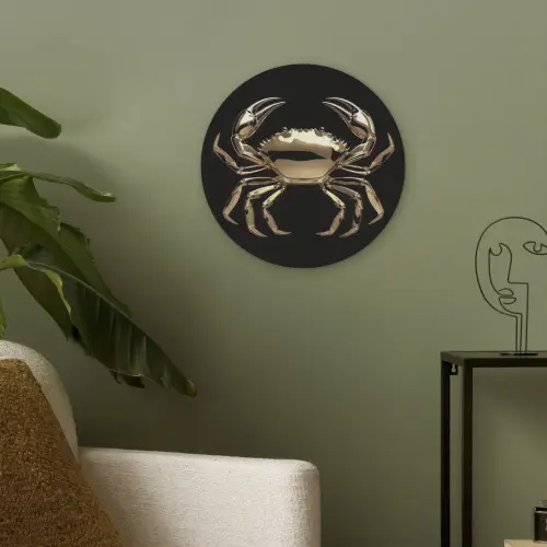 Goud - Krab - Dieren - Zwart Akoestische PET Vilt - Rond klein -sfeer2