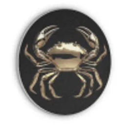 Goud - Krab - Dieren - Zwart Akoestische PET Vilt - Rond klein -3d